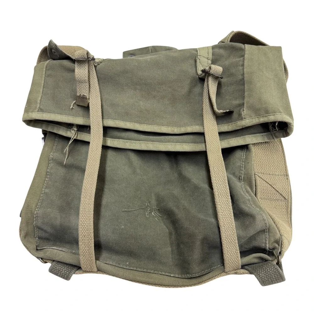 Vintage Military Surplus Canvas Field Backpack Olive Drab Rucksack Gorpcore Bag